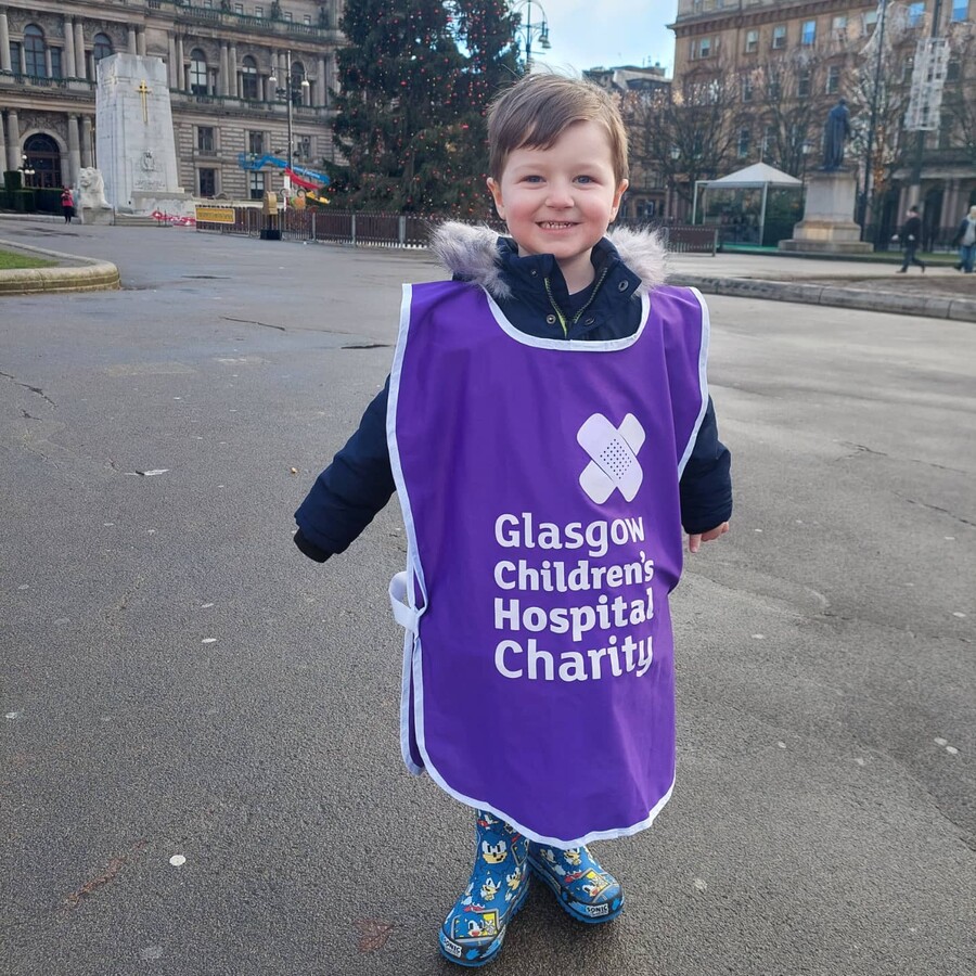 Daniel out fundraising for Glasgow Children's Hospital Charity