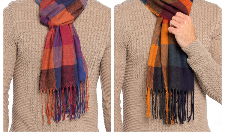 Multi check mens scarf